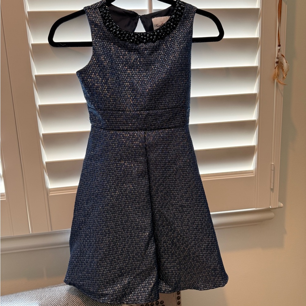 Rare Editions Blue Sheath Dress with Peter Pan Collar